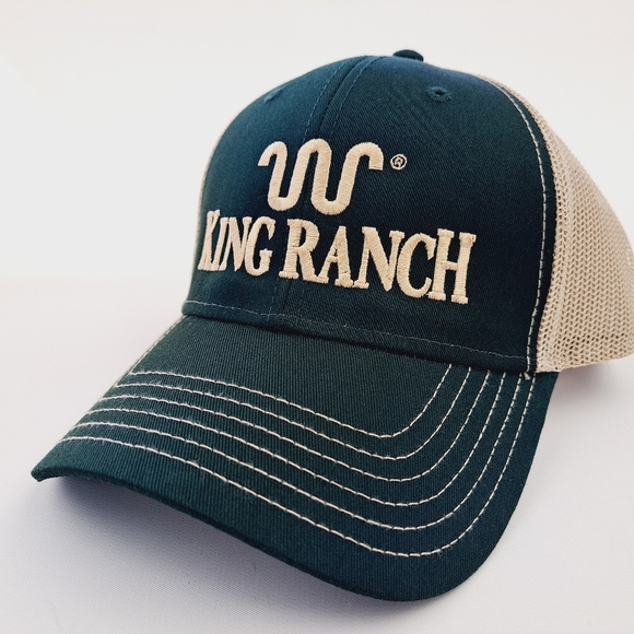 King Ranch Mesh Trucker Snapback Hat Cap Green Embroidered - Picture 2 of 4